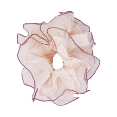 Gomita Scrunchie para el Pelo Top de Tul con Bordes 1 Unidad