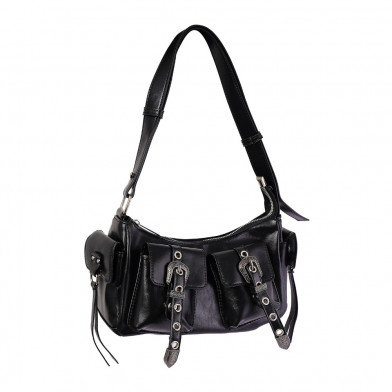 Cartera Top Premium Negra con Hebillas