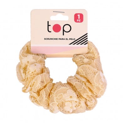 Gomita Scrunchie para el Pelo Top de Encaje Blanca 1 Unidad