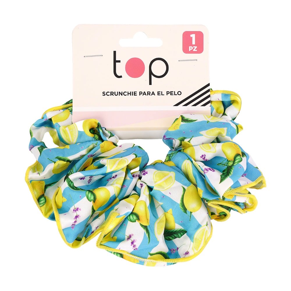 Gomita Scrunchie para el Pelo Top Verde con Limones 1 Unidad