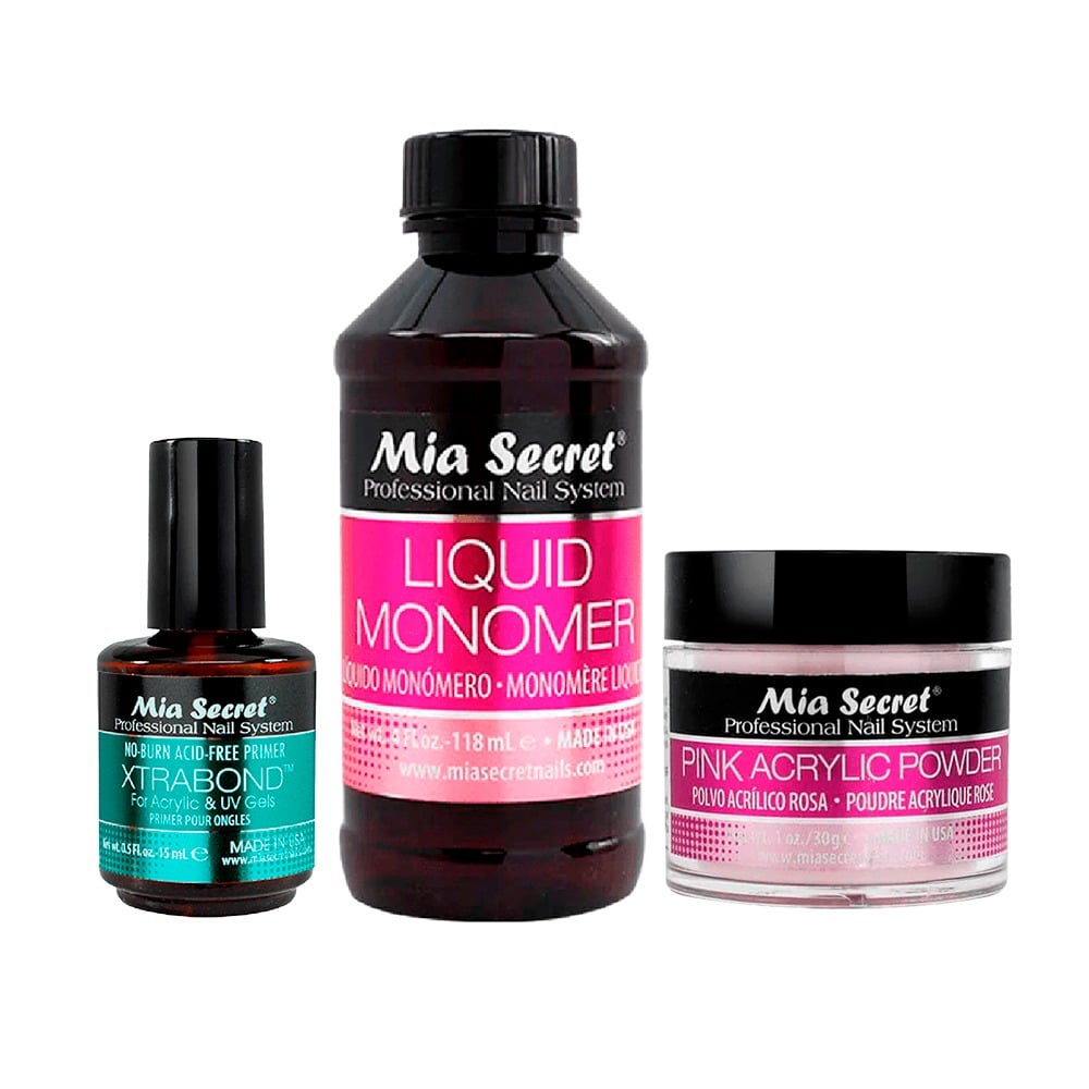 Set Acrílico Mia Secret Rosado Tamaño M