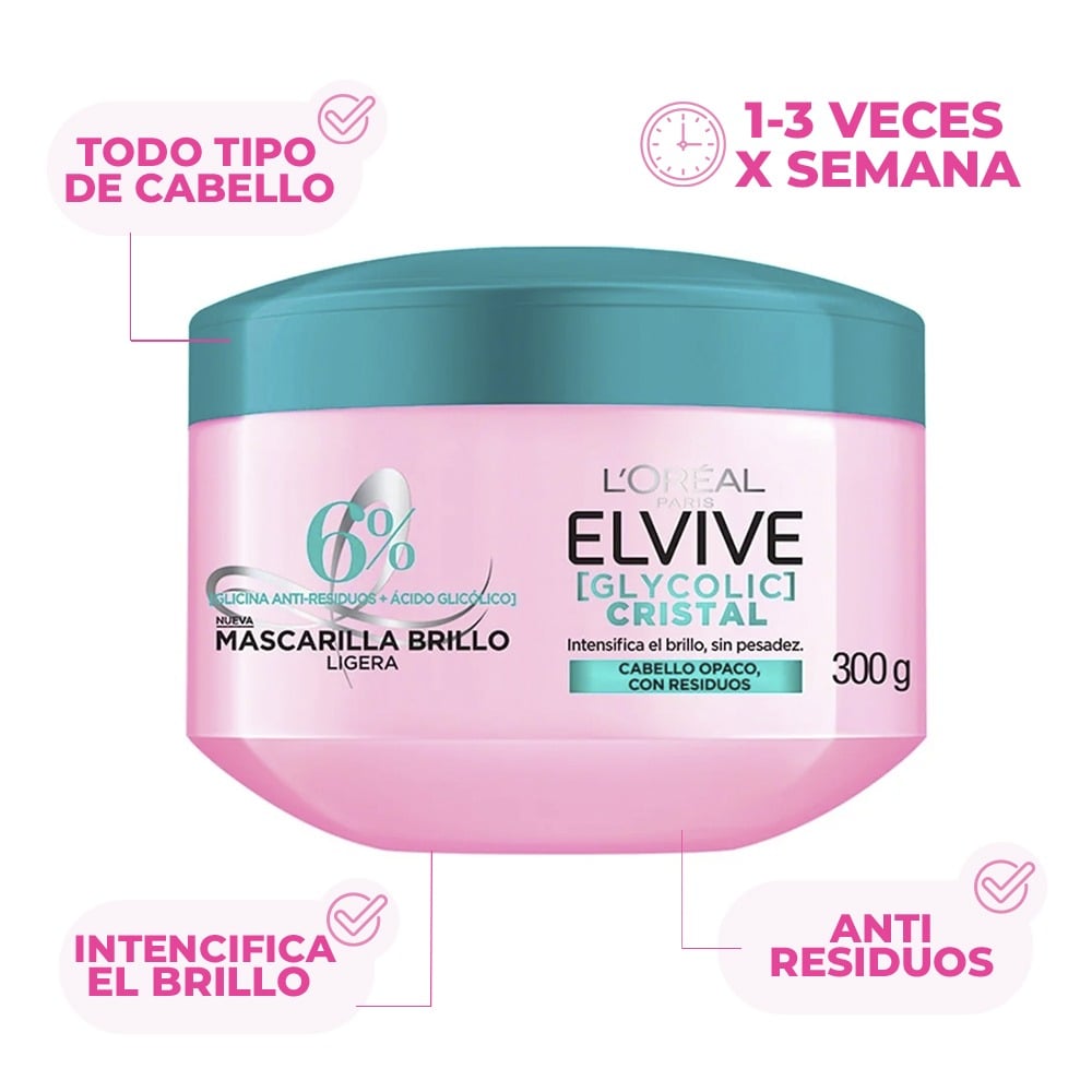 Mascarilla Capilar Elvive Glycolic Cristal 300 g 