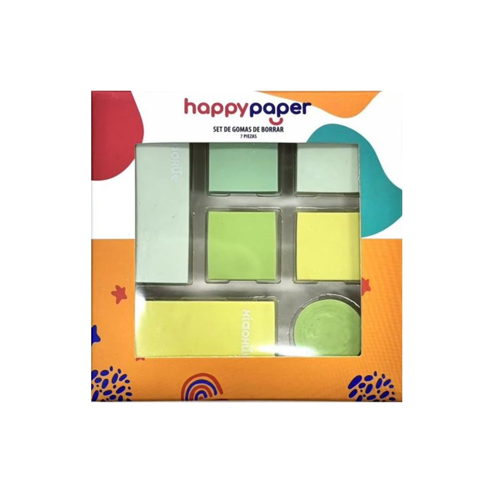 Set Mini Borradores Happy Paper 7 Unidades Colores Surtidos