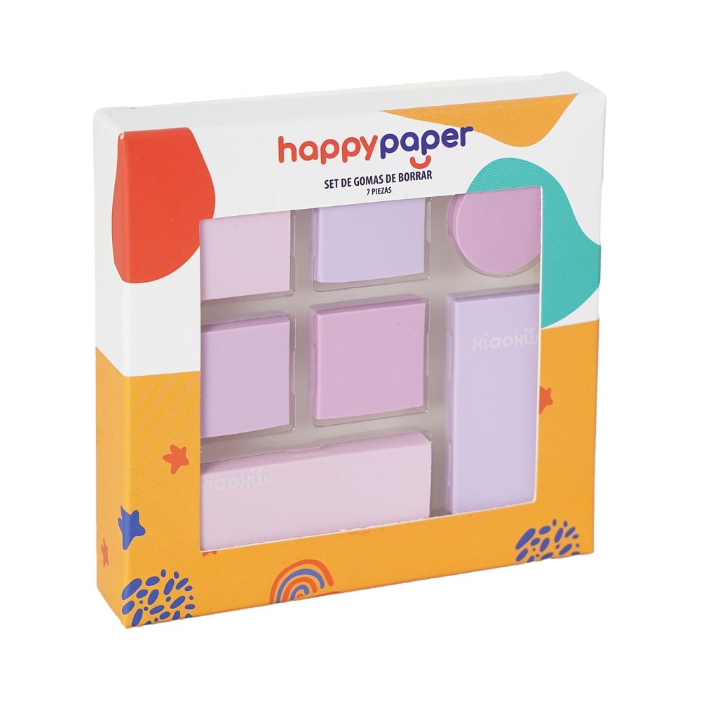 Set Mini Borradores Happy Paper 7 Unidades Colores Surtidos