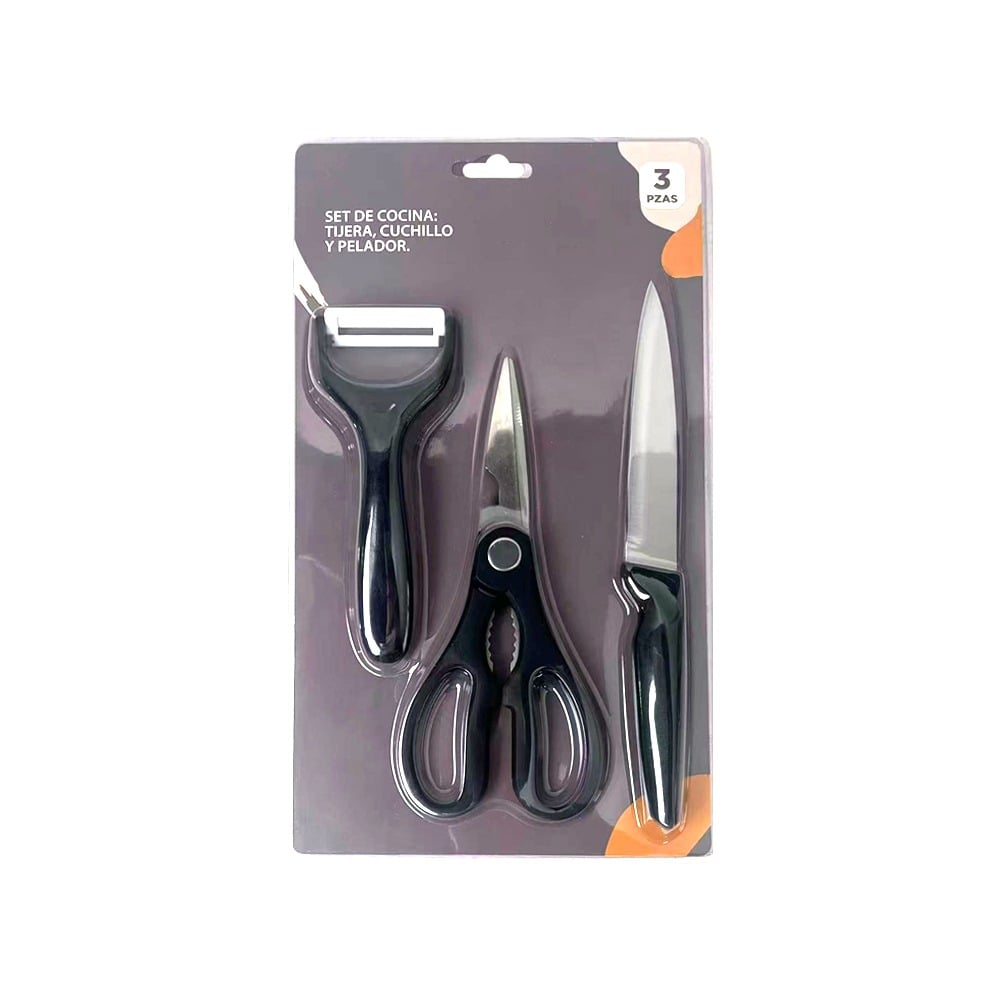 Set de Cocina Farma Hogar Tijera, Cuchillo y Pelador