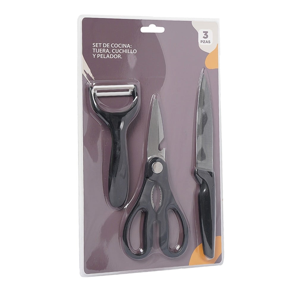 Set de Cocina Farma Hogar Tijera, Cuchillo y Pelador