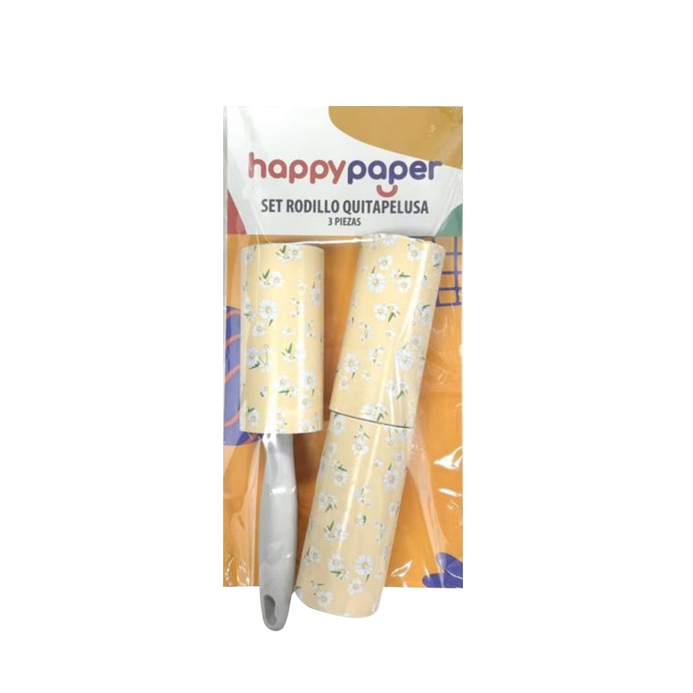 Set Rodillo Quita Pelusa Happy Paper 3 Unidades