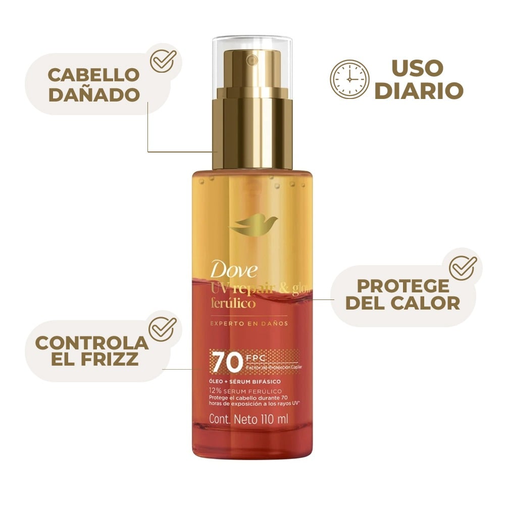 Tratamiento Dove Óleo Bifásico UV Repair & Glow 110 ml