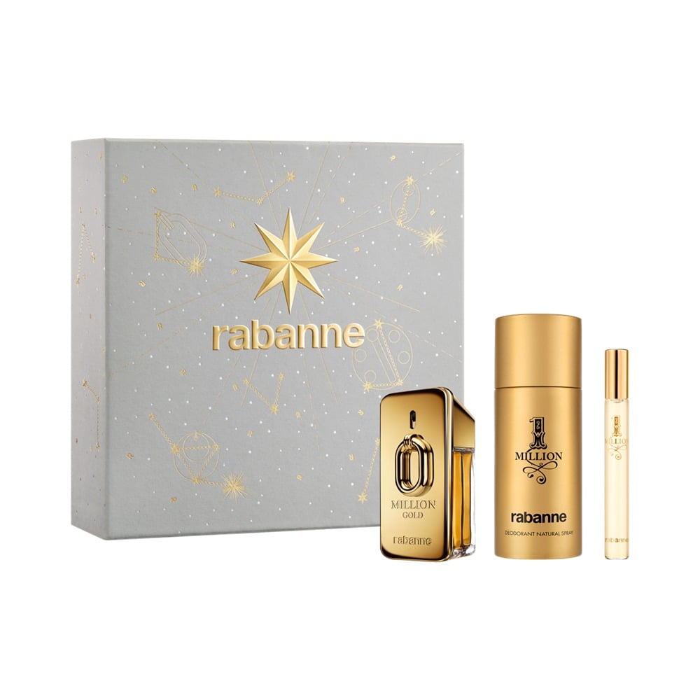 Cofre Rabanne Perfume Million Gold Intense EDP 50 ml + Mini Talla 10 ml + Desodorante 150 ml