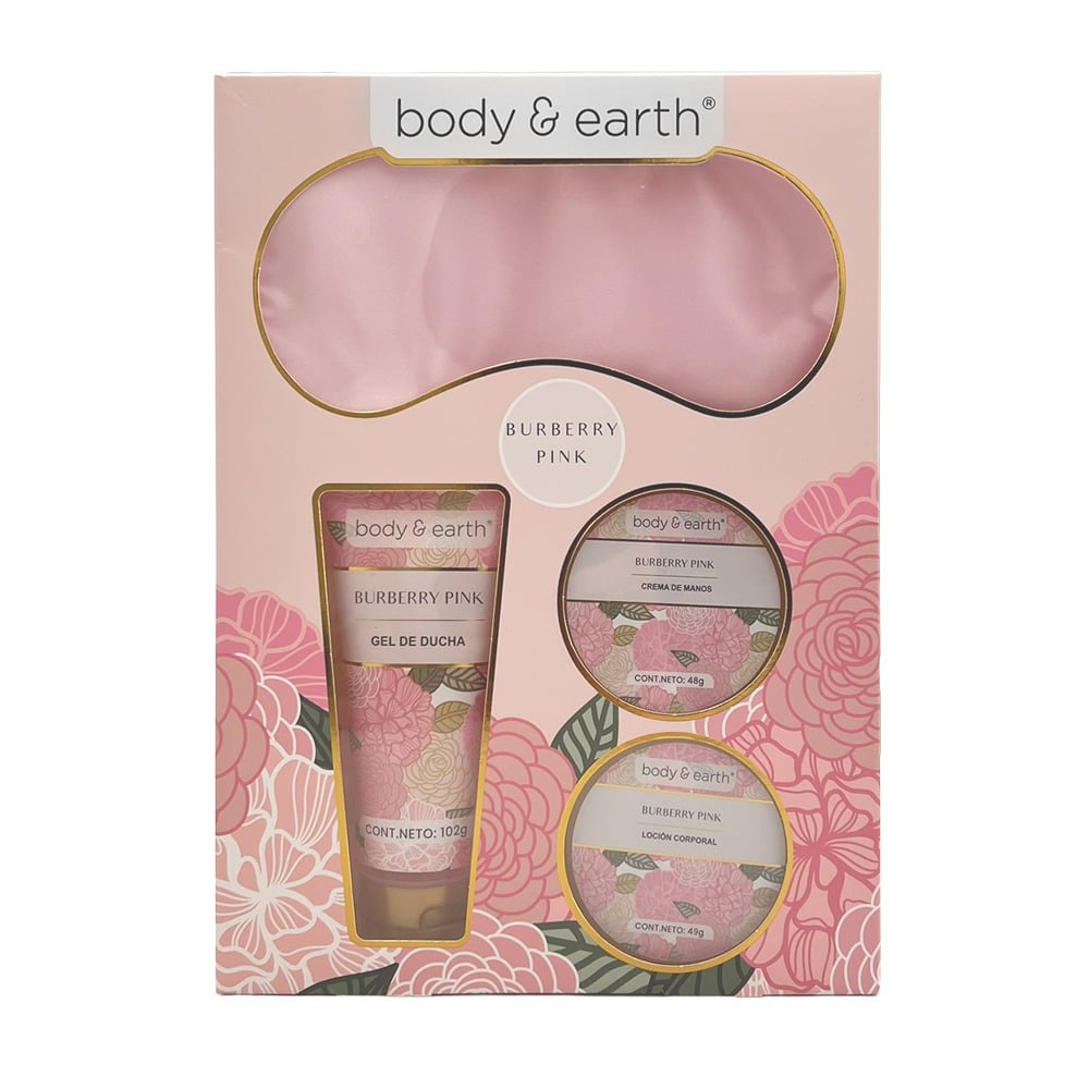 Set Cremas Body & Earth Burberry Pink 3 Unidades + Antifaz