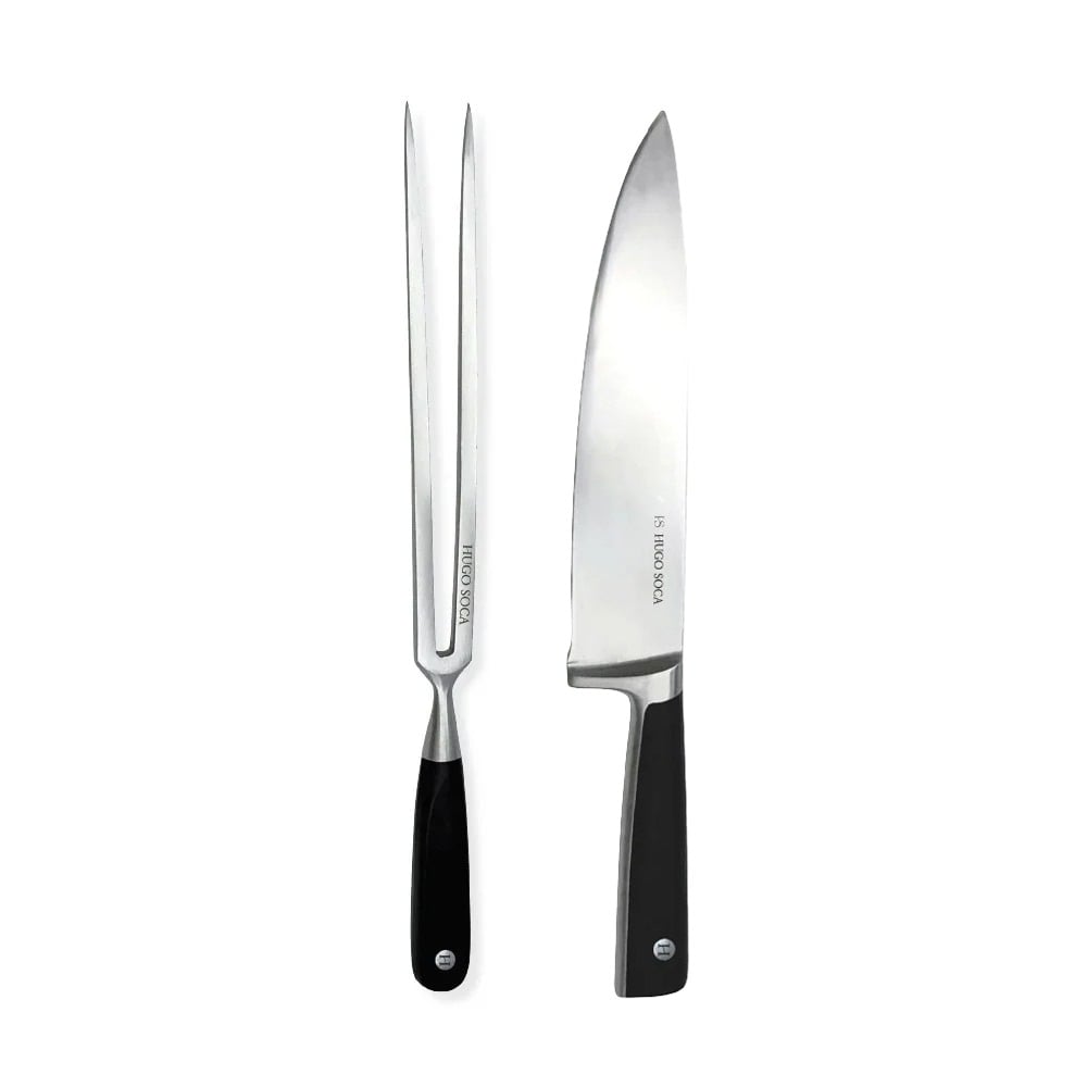 Combo Hugo Soca Tenedor Trinchante y Cuchillo del Chef Grande