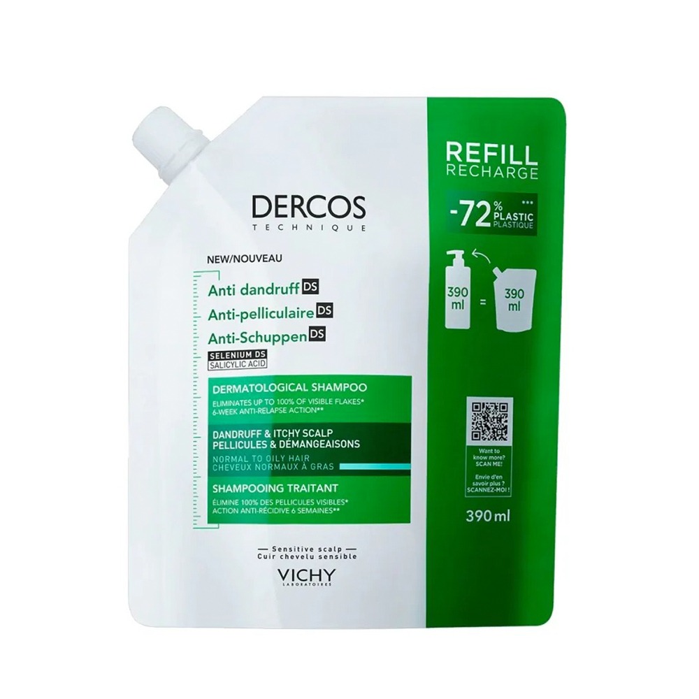 Shampoo Vichy Dercos Anticaspa Cabello Graso Refill 390 ml