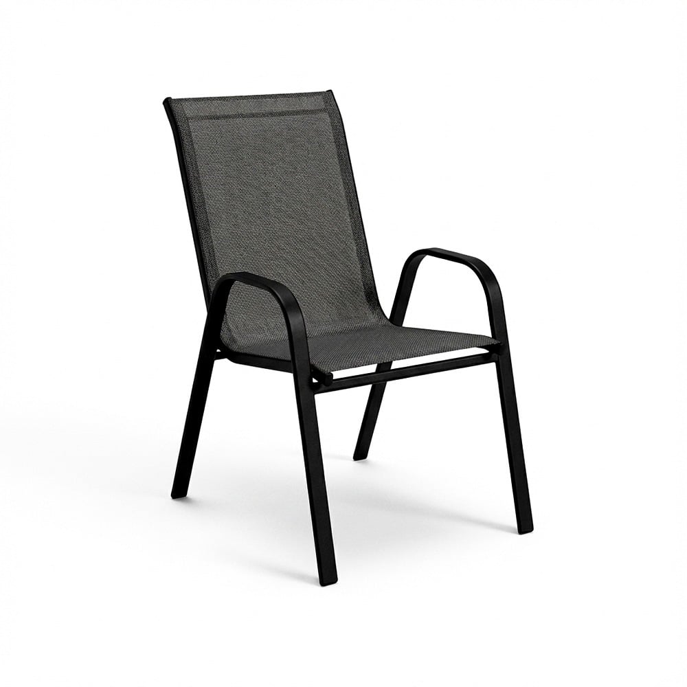 Silla de Textilina y Acero Rústico Hogar  Negro