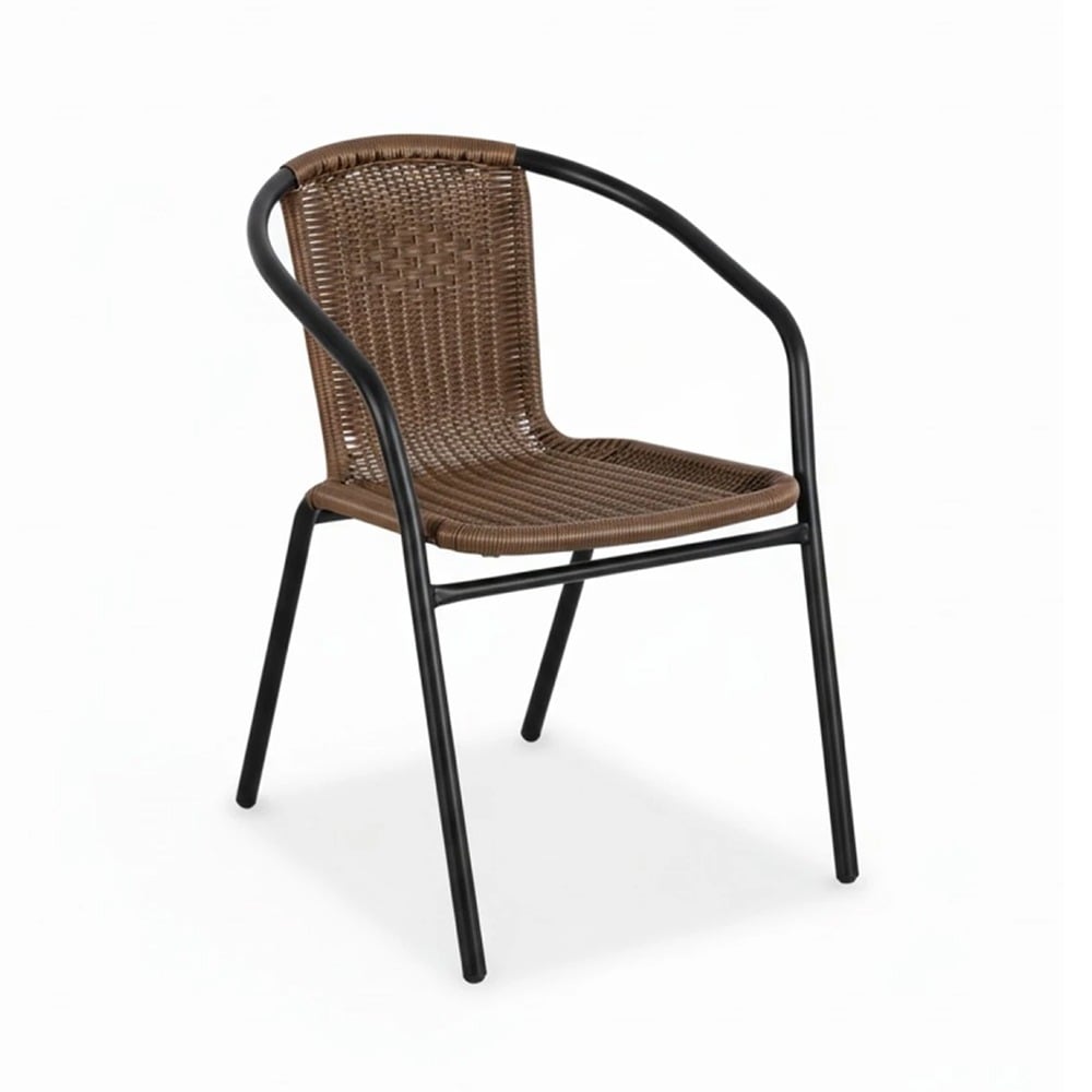 Silla Clásica Rústico Hogar Símil Rattan y Acero Marrón