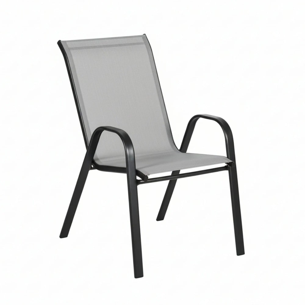 Silla de Textilina y Acero Rústico Hogar Gris