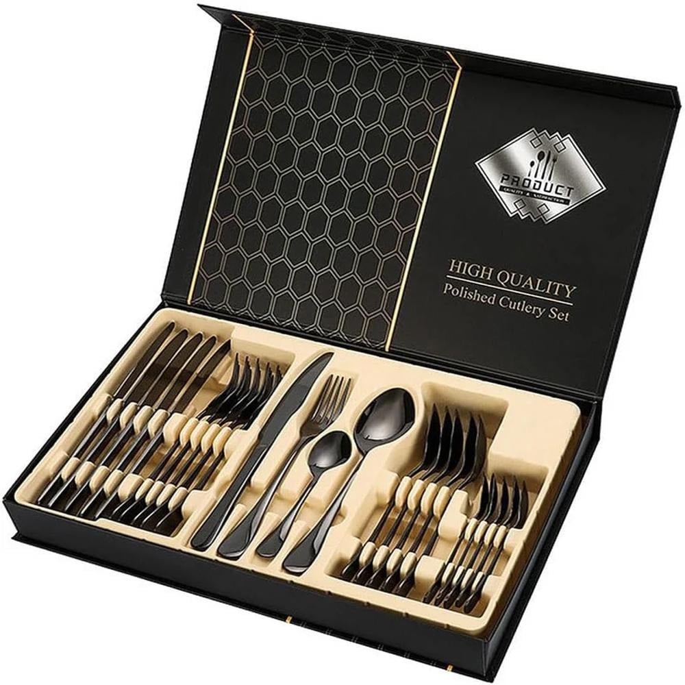 Juego de Cubiertos Negro 24 Piezas