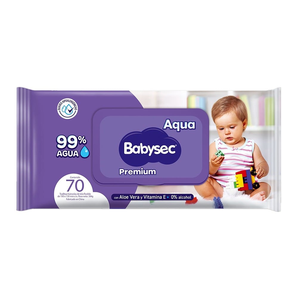Toallitas Húmedas Babysec Premium Aqua 70 Unidades