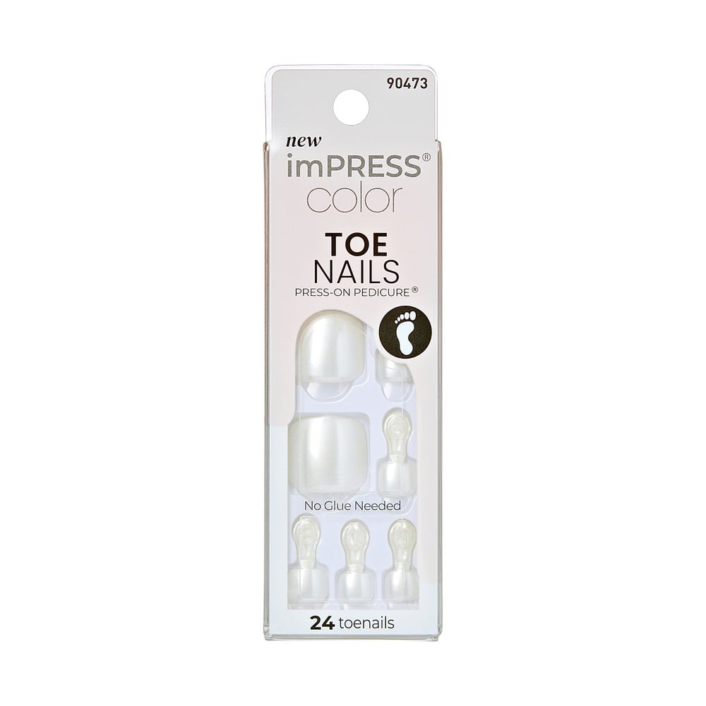 Uñas Adhesivas Kiss Impress para Pies Lustre White 502