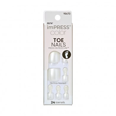 Uñas Adhesivas Kiss Impress para Pies Lustre White 502