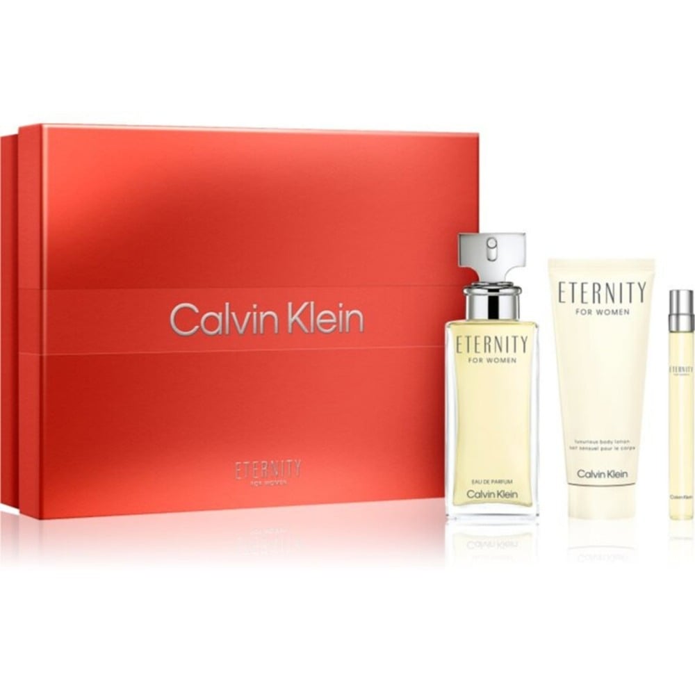 Cofre Calvin Klein Perfume Eternity Femme EDP 100 ml + Mini Talla 10 ml + Loción Corporal 100 ml