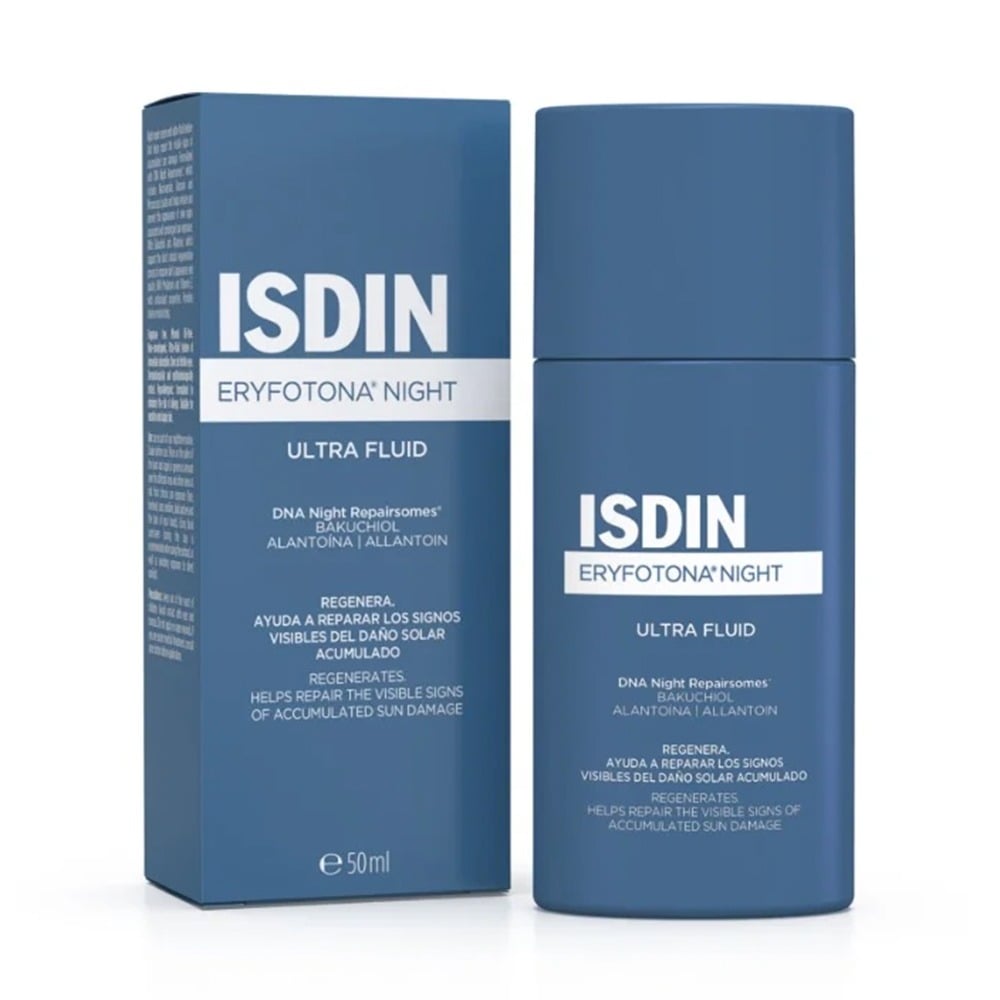 Sérum facial nocturno Isdin Eryfotona Night de 50ml para reparar el daño solar acumulado.