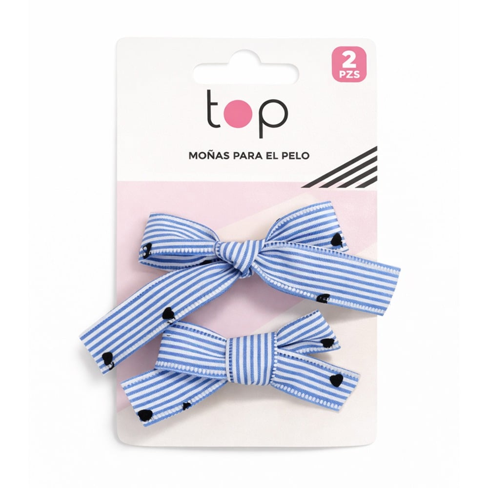 Pinza para el Pelo Top Moña a Rayas 2 Unidades
