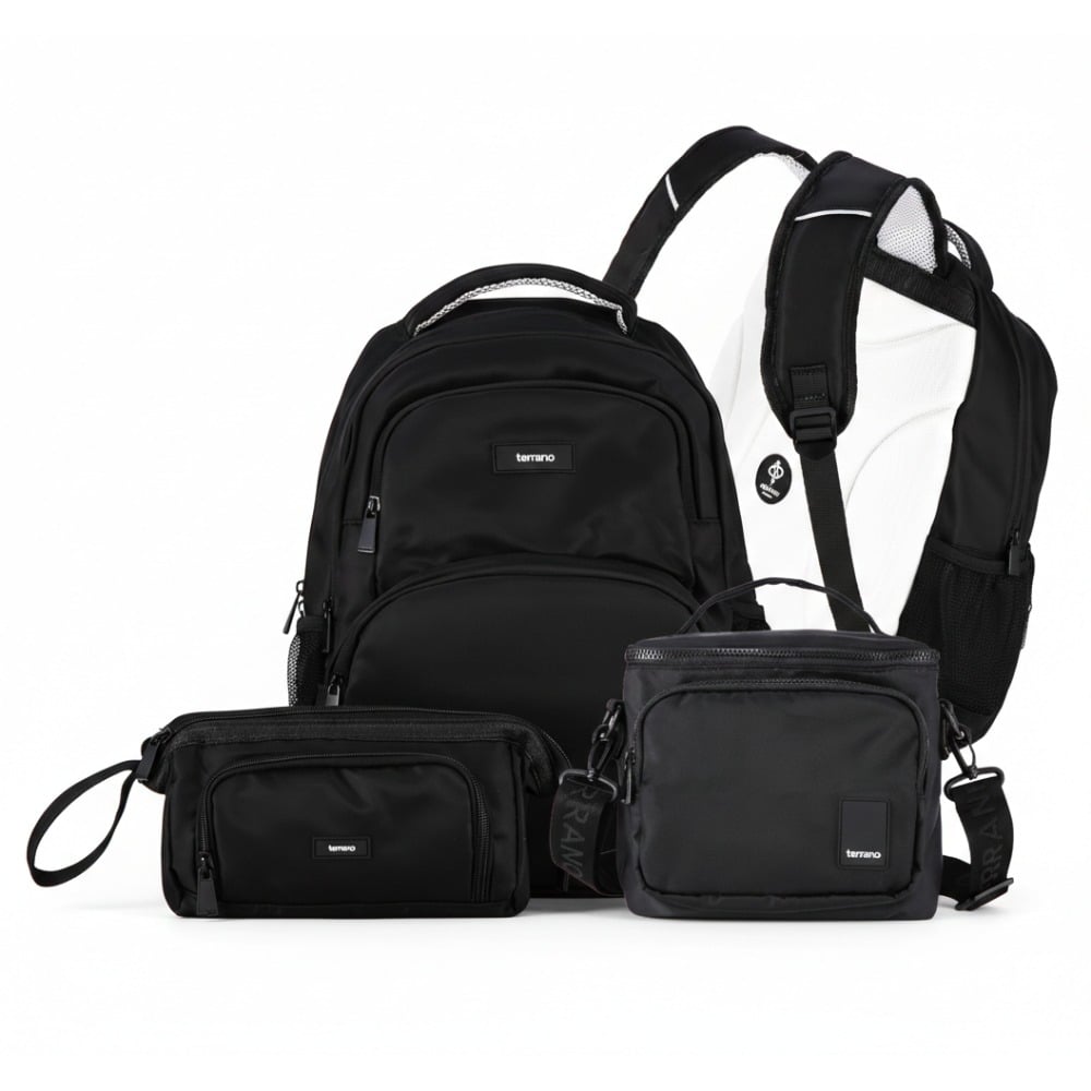 Kit Vuelta a Clases Terrano Quid AirFlow Mochila + Cartuchera + Lunchera Negro