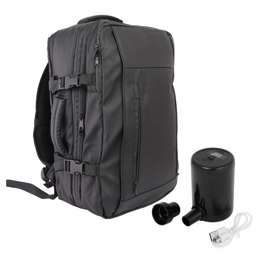 Mochila de Viaje Comprimible con Bomba Negra