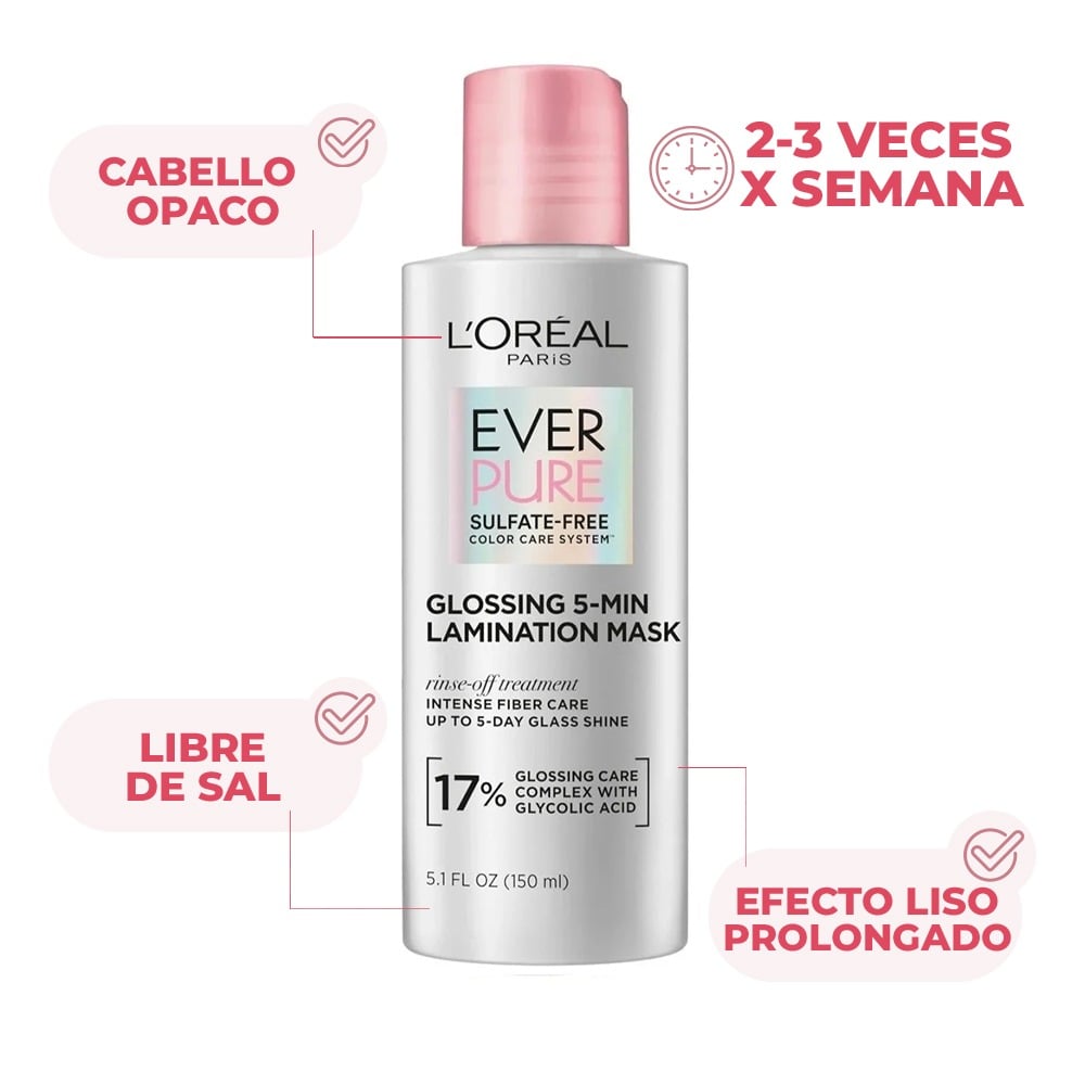 Mascarilla Capilar L'Oréal Paris Ever Pure Glossing Shine 150 ml