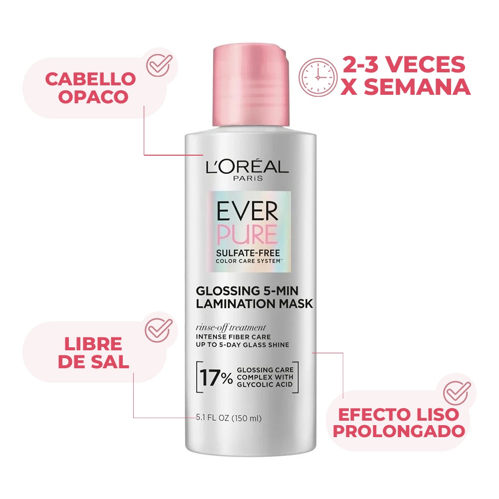 Mascarilla Capilar L'Oréal Paris Ever Pure Glossing Shine 150 ml