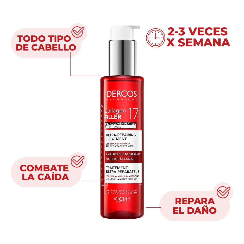 Tratamiento Reparador Dercos Pre Shampoo Collagen Filler 17 150 ml