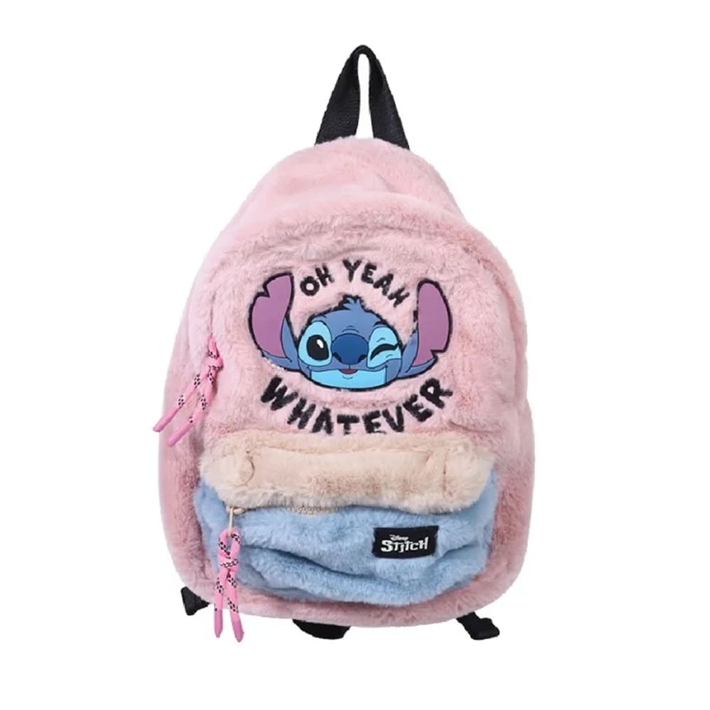 Mochila Stitch Peludita Rosada