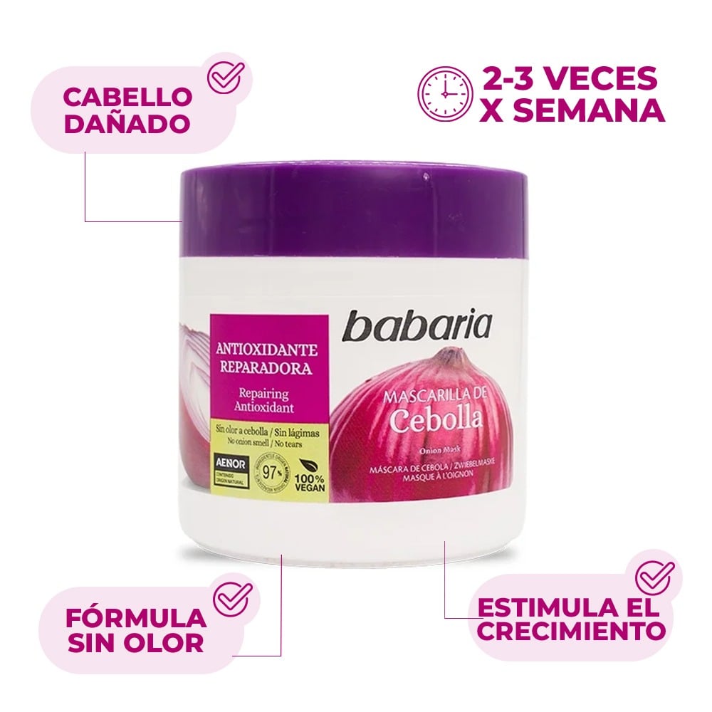 Mascarilla Capilar Babaria de Cebolla Antioxidante Reparadora 400 ml