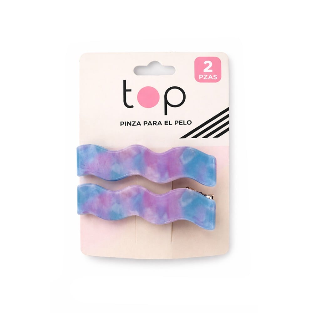 Pinza para el Pelo Top Ondas Rosa y Azul 2 Unidades