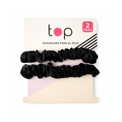 Gomita Scrunchie para el Pelo Oscura Satinado Top 2 Unidades Colores Surtidos
