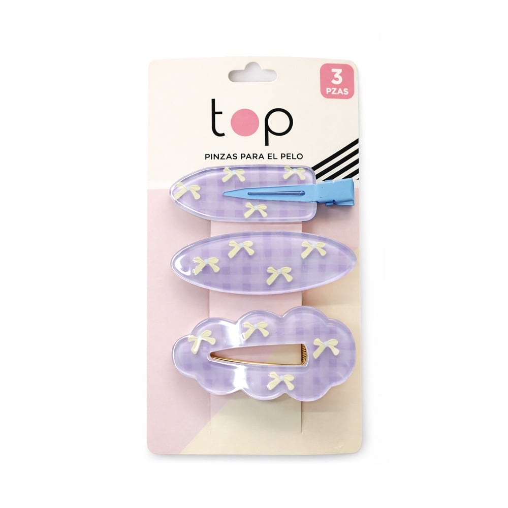 Broche para el Pelo Top Lazos Lila 3 Unidades