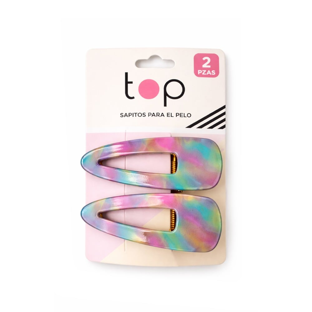 Broche para el Pelo Top Verde y Rosa 2 Unidades