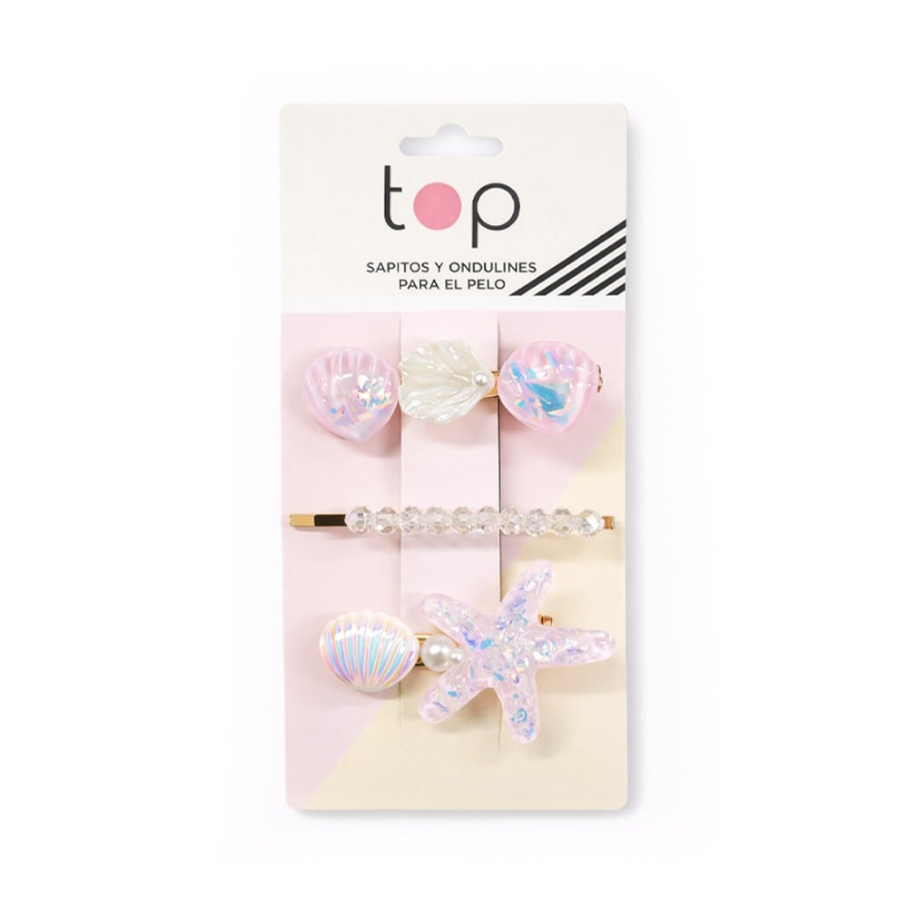 Ondulines para el Pelo Top Mar Rosa 3 Unidades Diseños Surtidos