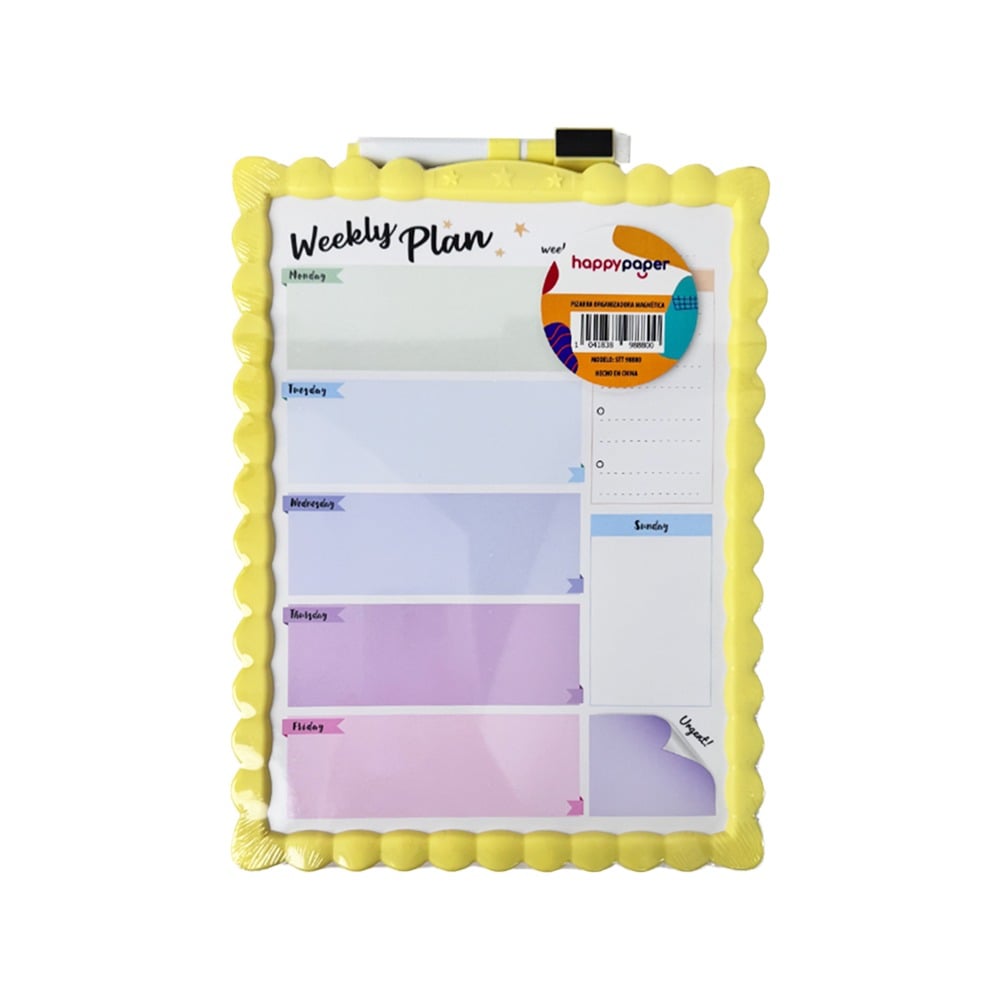Pizarra Magnética Happy Paper 1 Unidad Colores Surtidos