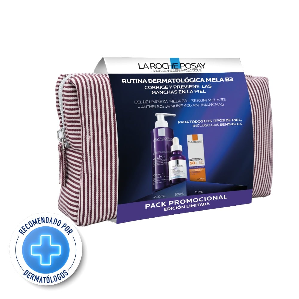 Pack La Roche Posay Mela B3 Rutina Completa Gel Limpiador 200 ml + Sérum 30 ml + Protector Solar Anthelios 15 ml 
