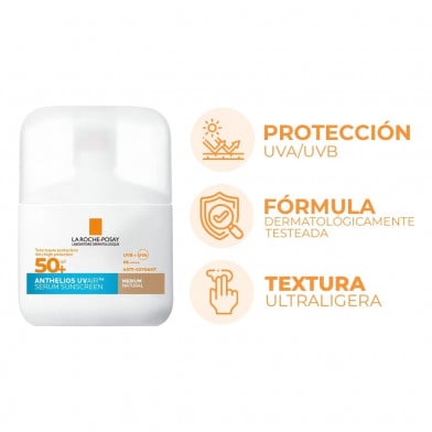 Protector Solar en Sérum La Roche Posay Anthelios UVAIR FPS50+ Tono Medio 50 ml