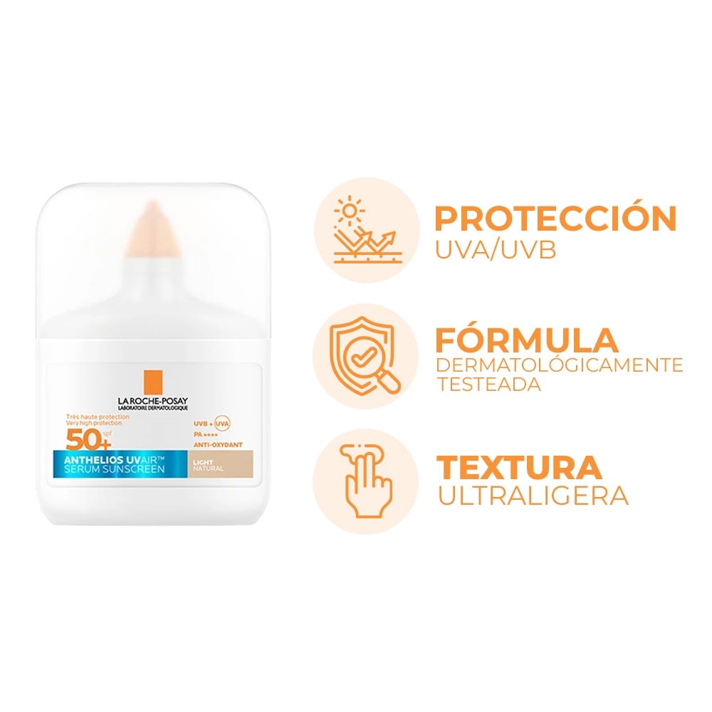 Protector Solar en Sérum La Roche Posay Anthelios UVAIR FPS50+ Tono Claro 50 ml
