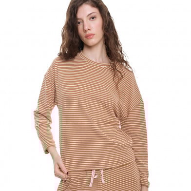 Buzo Verona Pimentón Marrón y Blanco Talle P