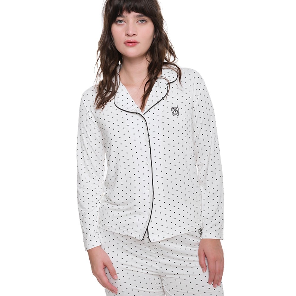 Camisa Charlotte Pimentón Polka Dots Blanco y Negro Talle M
