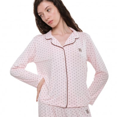 Camisa Charlotte Pimentón Lunares Rosa y Marrón Talle G