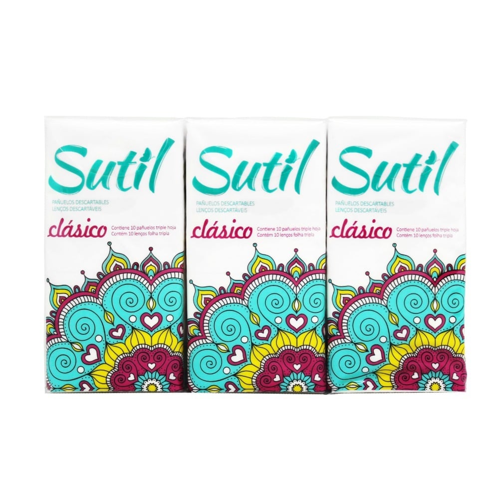 Pañuelos Descartables Sutil Triple Hoja 6 Unidades 