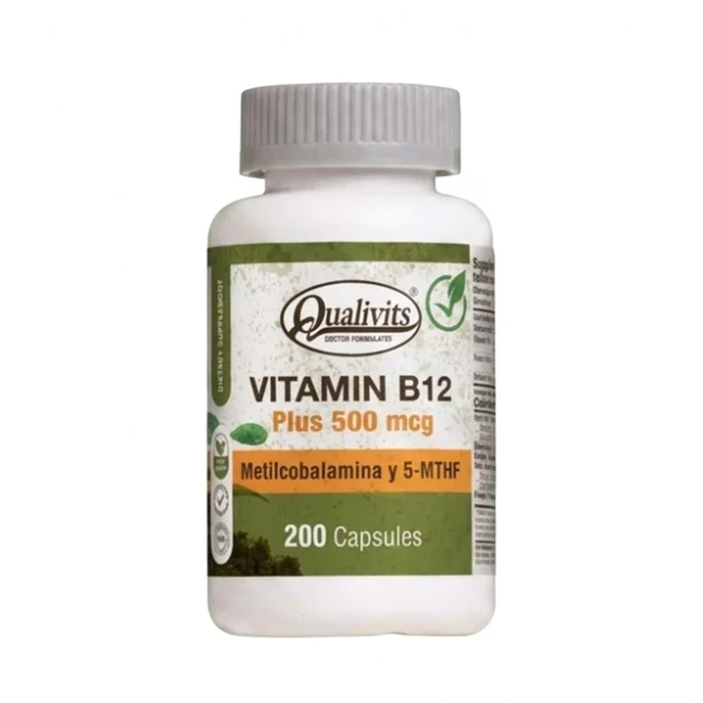 Vitamina B12 Plus Qualivits 500 mcg Metilcobalamina y 5-MTHF 200 Cápsulas