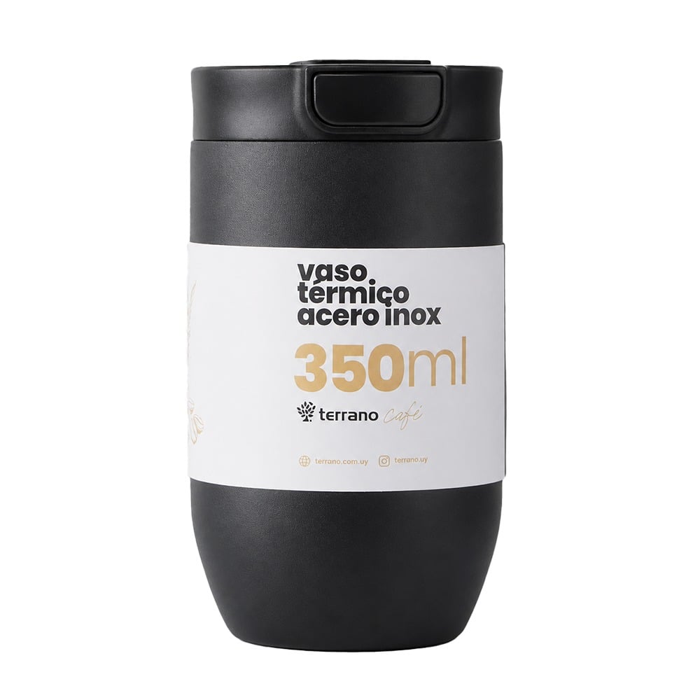Vaso Térmico Terrano Push & Drink Negro 350 ml