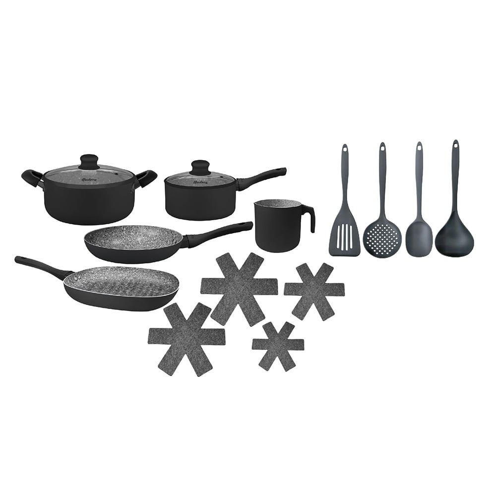 Set de Cacerolas Hudson Granito Negro 15 Piezas