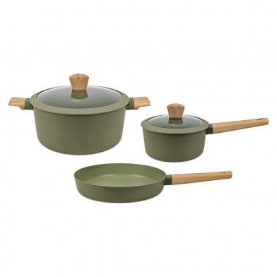 Set de Cacerolas Hudson Aluminio Oliva 5 Piezas
